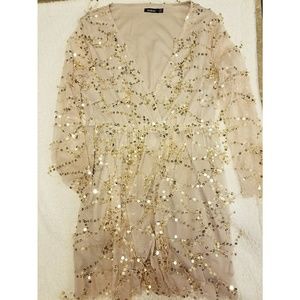 Gold Wrap Sequin Dress SZ 10